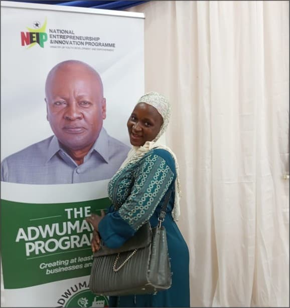 Maria Seidu sharing her Adwumawura success story